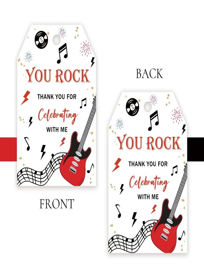 FORSHEEP 50pcs Rock and Roll Thank You Tags, Rock Music Party Favors Gift Tag with String, Guitar Favor Tags for Birthday Party, Rock Star Themed Party Favors - Image 4
